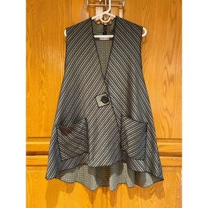 Habitat women's tunic vest, cotton, green &  blk diagonal stripe. super cozy, XL